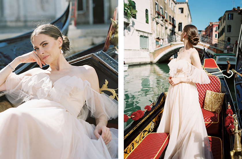 A woman in a gondola in Venice