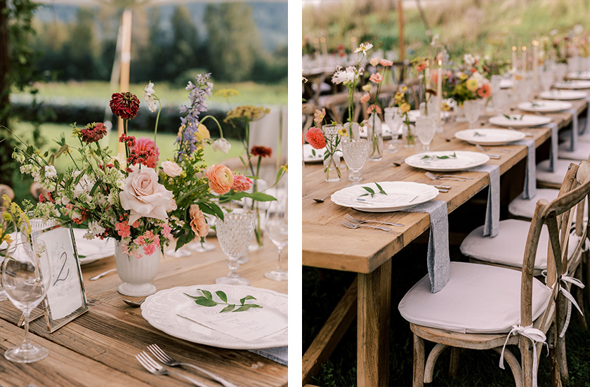 Rustic wedding table alfresco dinner