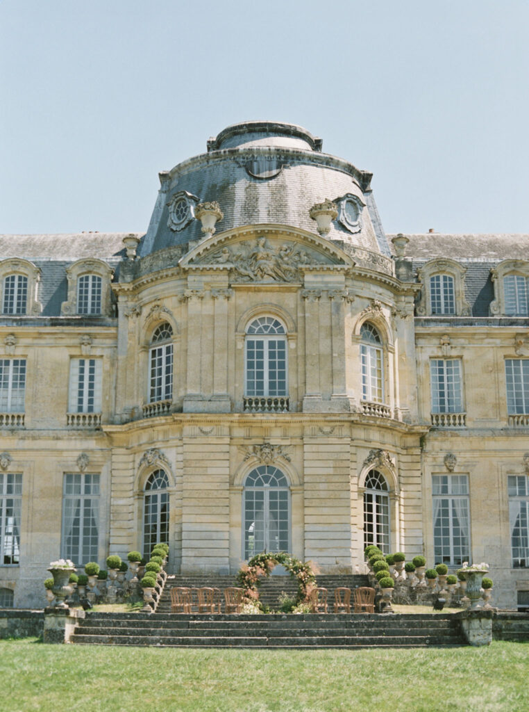 Ceremony set up at Chateau De Champlatreux 