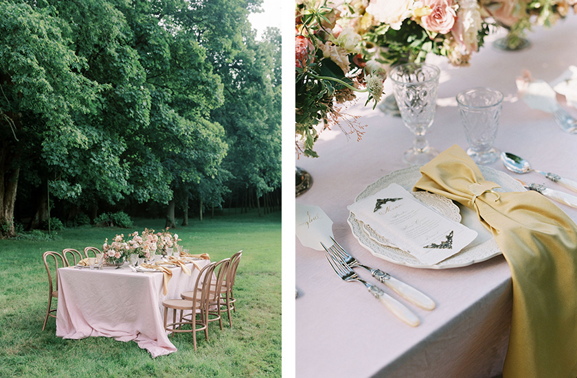 Wedding tablescape at Chateau De Champlatreux 