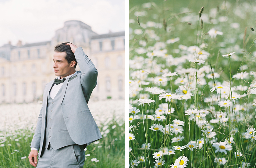 Groom's portrait  at Chateau De Champlatreux 