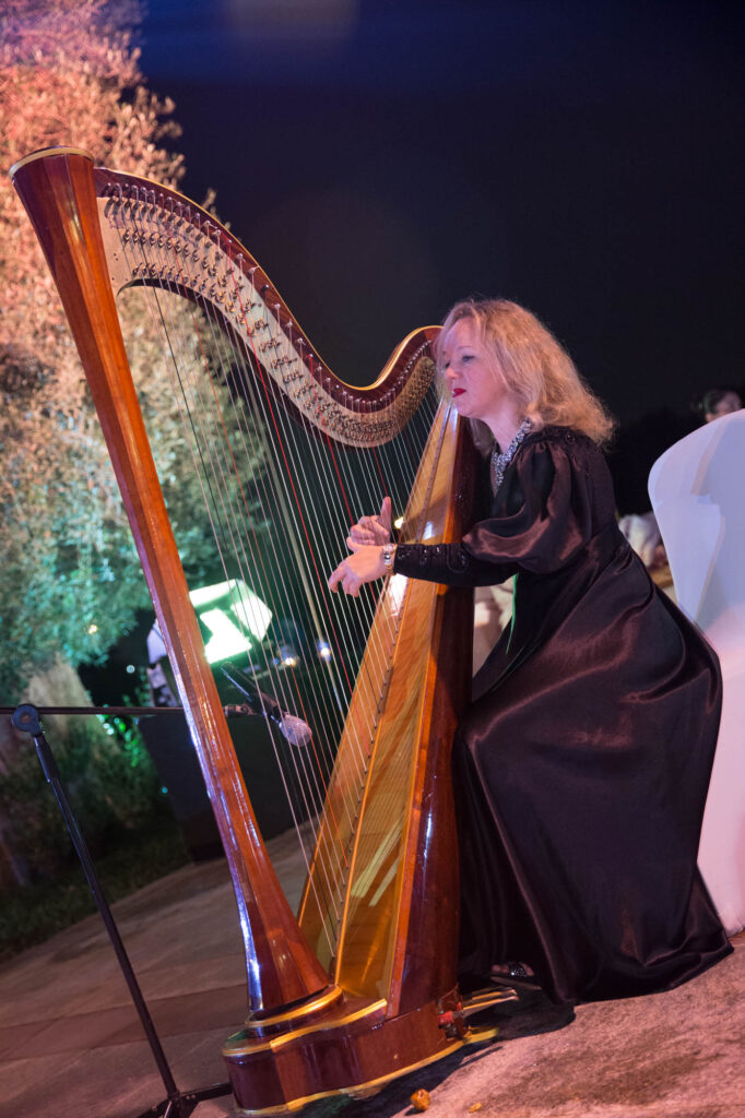 Harp player at Outdoor Wedding at Melia Desert Palm